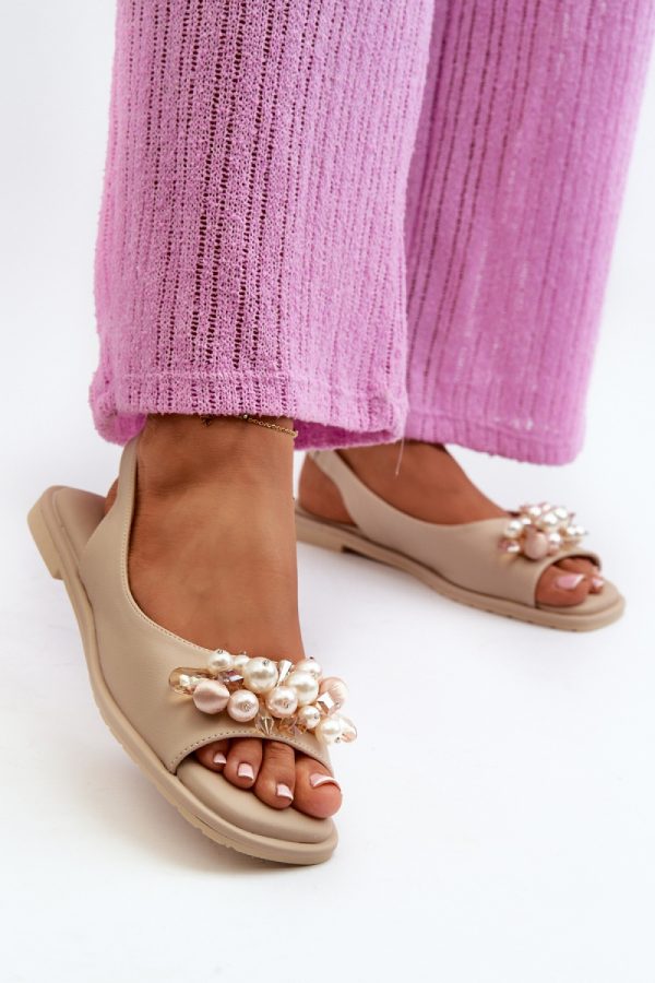 Beige Sandals in Sandals & Flip-Flops For Women with Fabric and Footbed