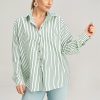 Green Long Sleeve Shirt in Shirts For Women with Polyester and Viscose