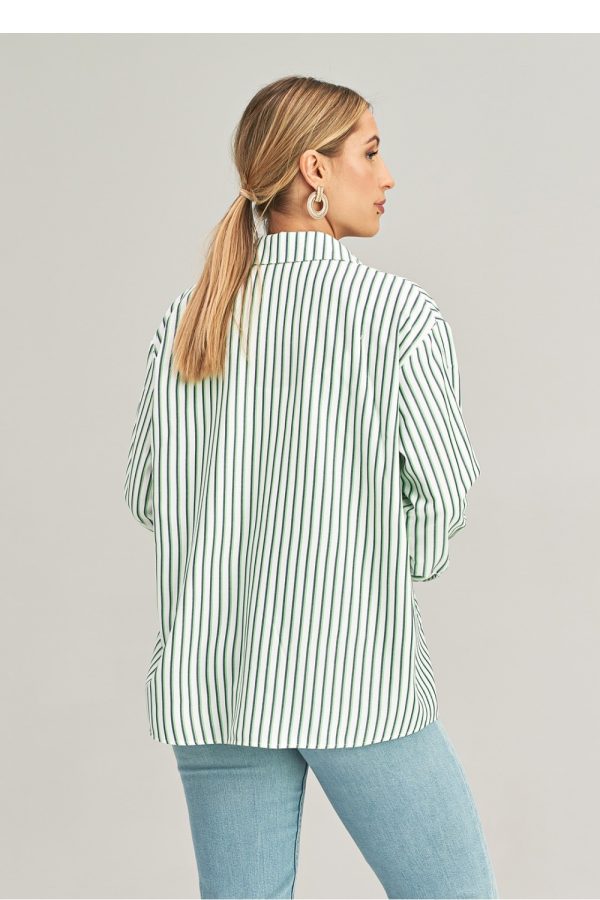 Green Long Sleeve Shirt in Shirts For Women with Polyester and Viscose