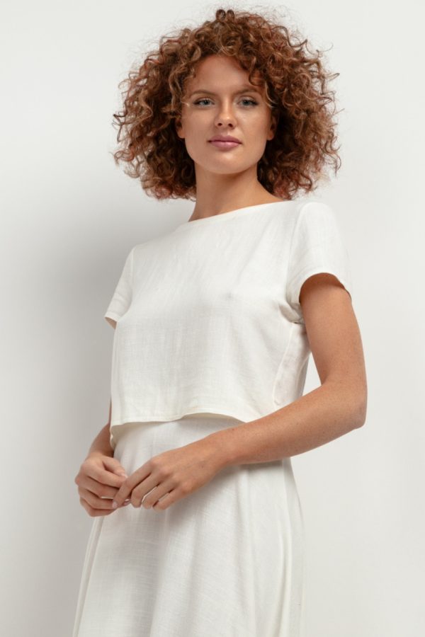 White Blouse 4 in Len and Viscose