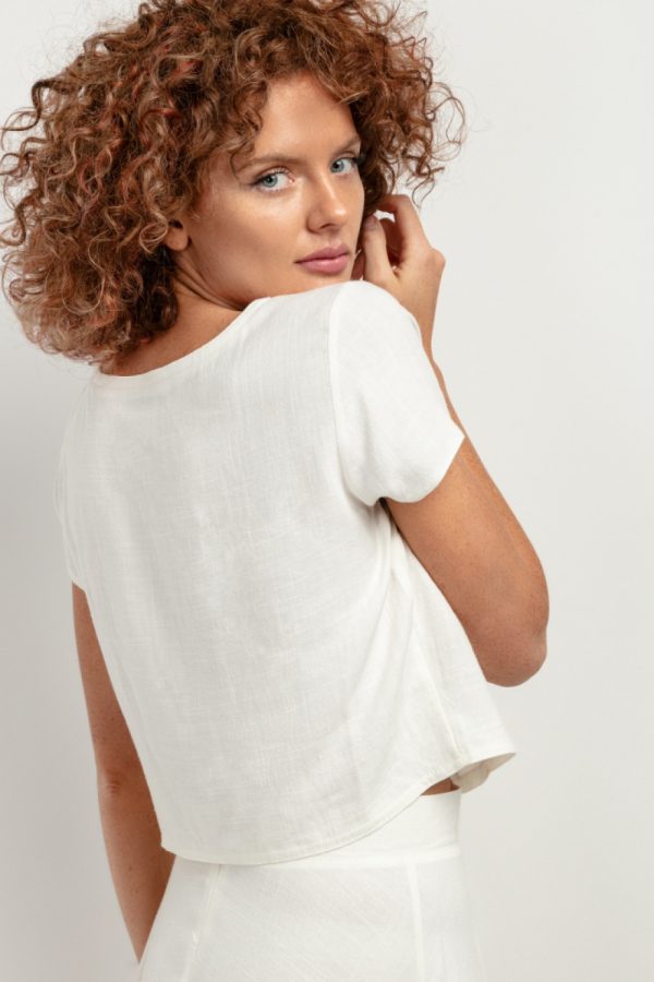 White Blouse 4 in Len and Viscose