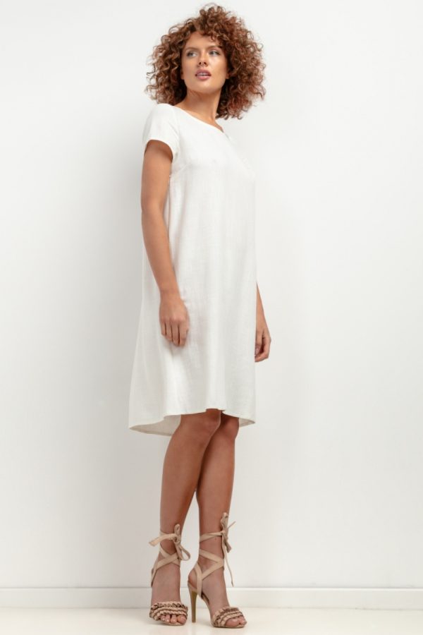 White Daydress in Day Dresses with Len and Viscose