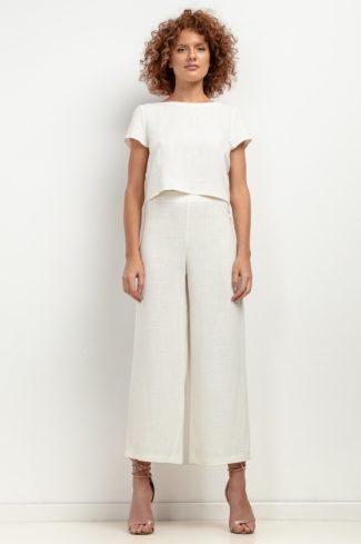 White Women Trousers in Pants, Trousers, Shorts with Len and Viscose