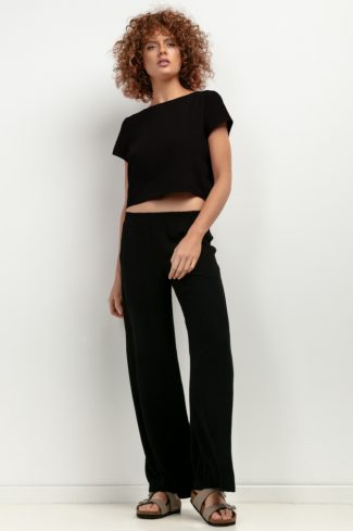 Black Women Trousers 4 in Len and Viscose