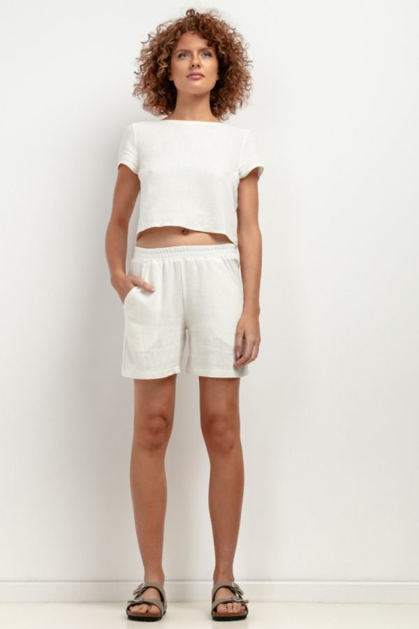 White Shorts in Shorts For Women, Crop Pants with Len and Viscose