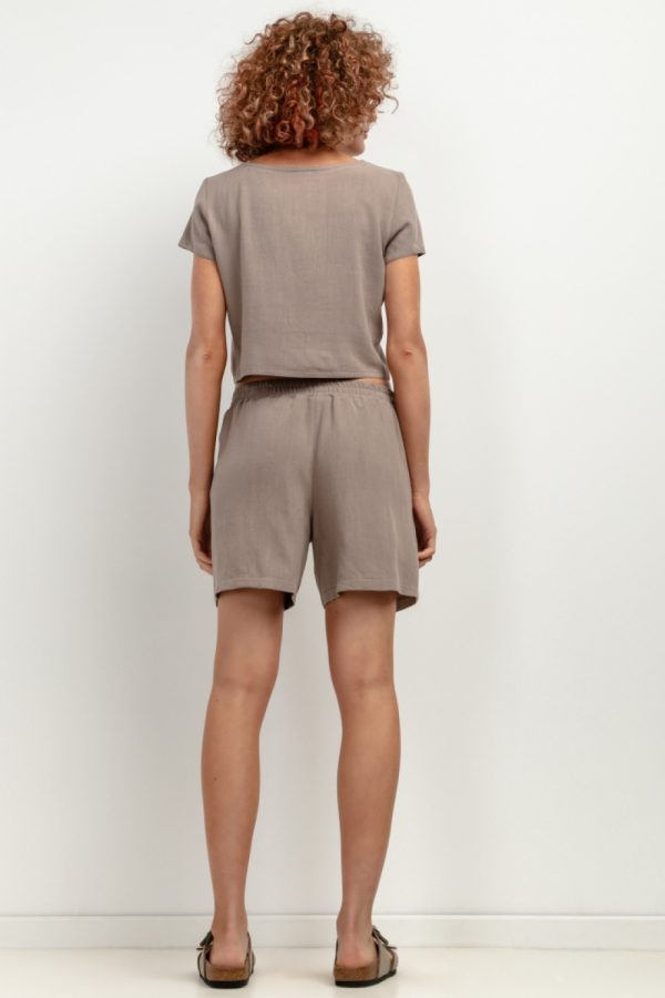 Brown Shorts in Shorts For Women, Crop Pants with Len and Viscose
