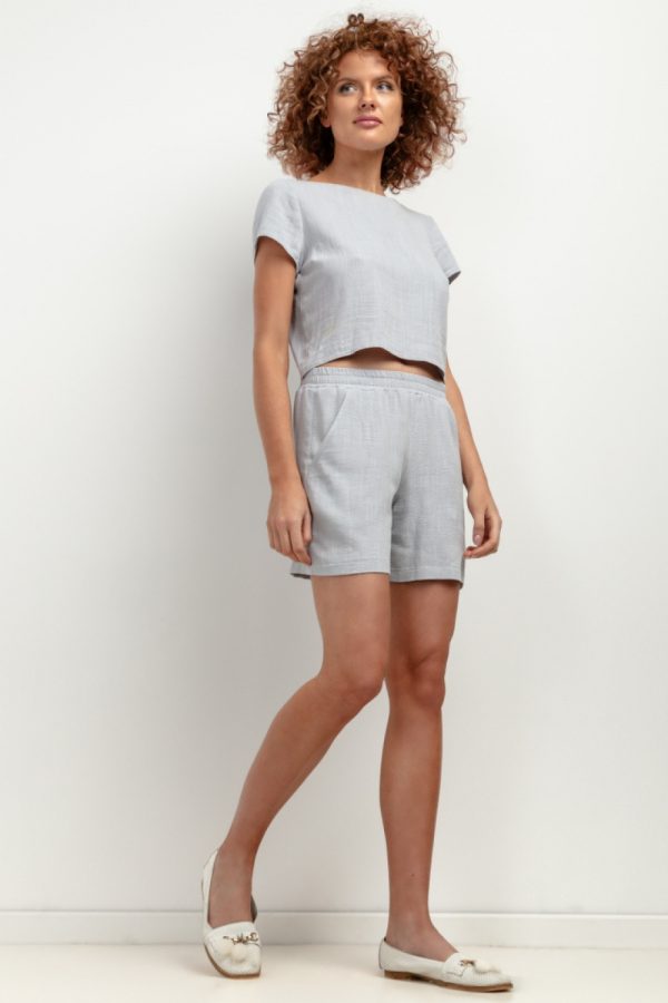 Grey Shorts in Shorts For Women, Crop Pants with Len and Viscose