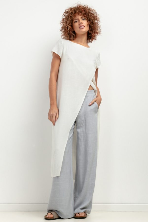 White Tunic in Women`s Blouses, Tunics with Len and Viscose