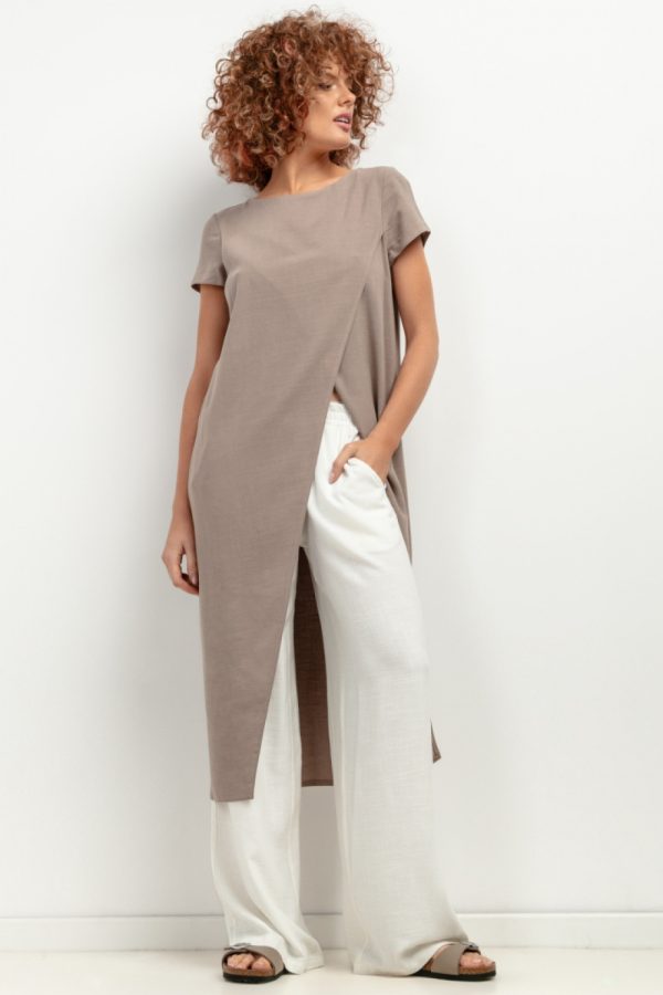 Brown Tunic in Women`s Blouses, Tunics with Len and Viscose