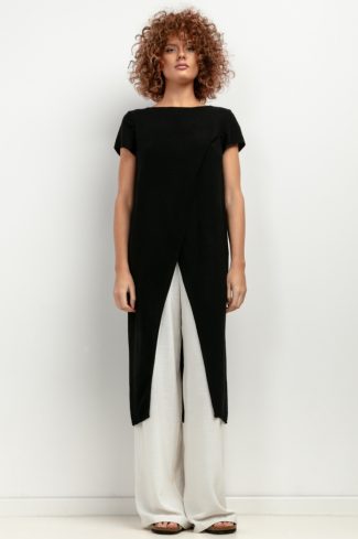 Black Tunic 6 in Len and Viscose