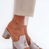 1034881.jpg Grey Heeled Sandals in Sandals & Flip-Flops For Women with Fabric, Footbed and Heel Height