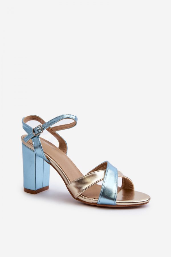 Blue Heel Sandals in Sandals & Flip-Flops For Women with Fabric, Footbed and Heel Height