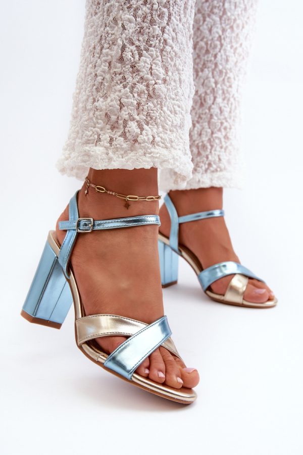 Blue Heel Sandals in Sandals & Flip-Flops For Women with Fabric, Footbed and Heel Height