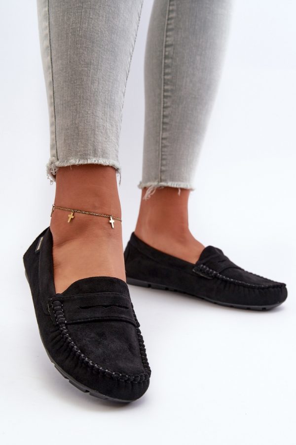 Black Mocassin in Moccasins, Loafers with Fabric, Footbed and Upper Height