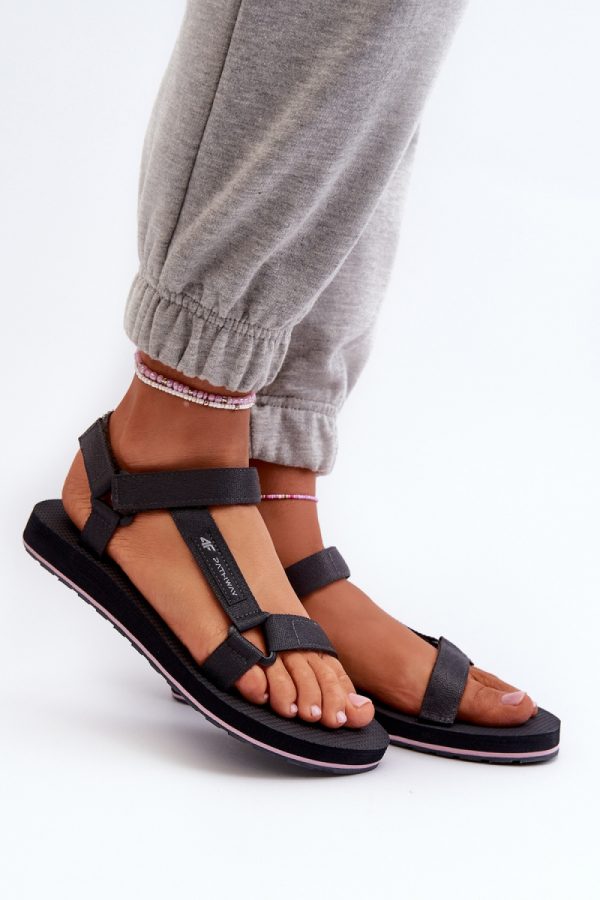 Grey Sandals in Sandals & Flip-Flops For Women with Fabric, Footbed and Sole Height