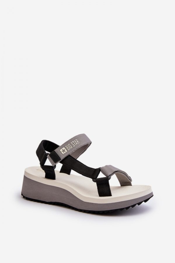 Grey Buskin in Sandals & Flip-Flops For Women with Fabric, Footbed, Heel Height and Platform Height