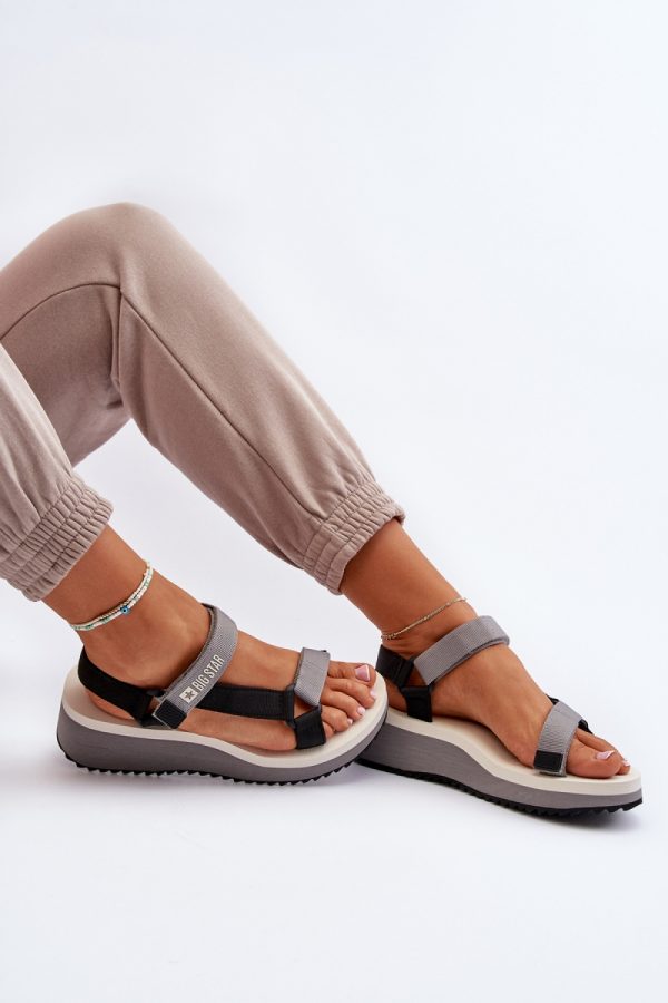 Grey Buskin in Sandals & Flip-Flops For Women with Fabric, Footbed, Heel Height and Platform Height