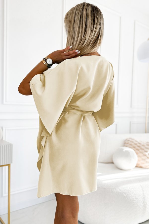 Beige Daydress in Day Dresses with Spandex and Polyester