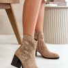 1035875.jpg Beige Heel Boots in Women`s Ankle Boots & Booties with Fabric, Footbed, Upper Height and Heel Height