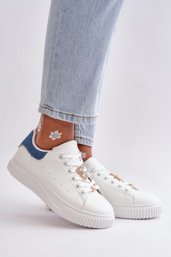 White Sneakers in Women`s Athletic Shoes, Trainers, Sneakers with Fabric, Footbed, Upper Height and Platform Height