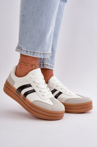 White Sport Shoes in Women`s Athletic Shoes, Trainers, Sneakers with Fabric, Footbed, Upper Height and Platform Height
