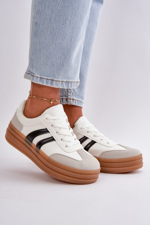 White Sport Shoes in Women`s Athletic Shoes, Trainers, Sneakers with Fabric, Footbed, Upper Height and Platform Height