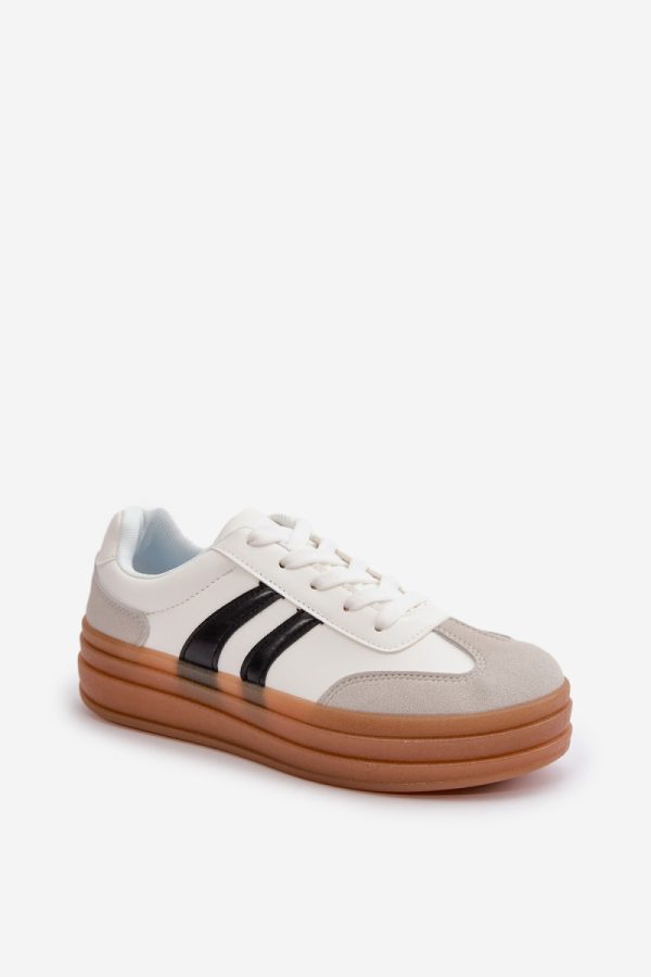 White Sport Shoes in Women`s Athletic Shoes, Trainers, Sneakers with Fabric, Footbed, Upper Height and Platform Height