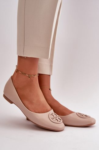 Beige Ballet Flats in Ballet Flats, Ballet Pumps For Women with Fabric, Footbed and Upper Height