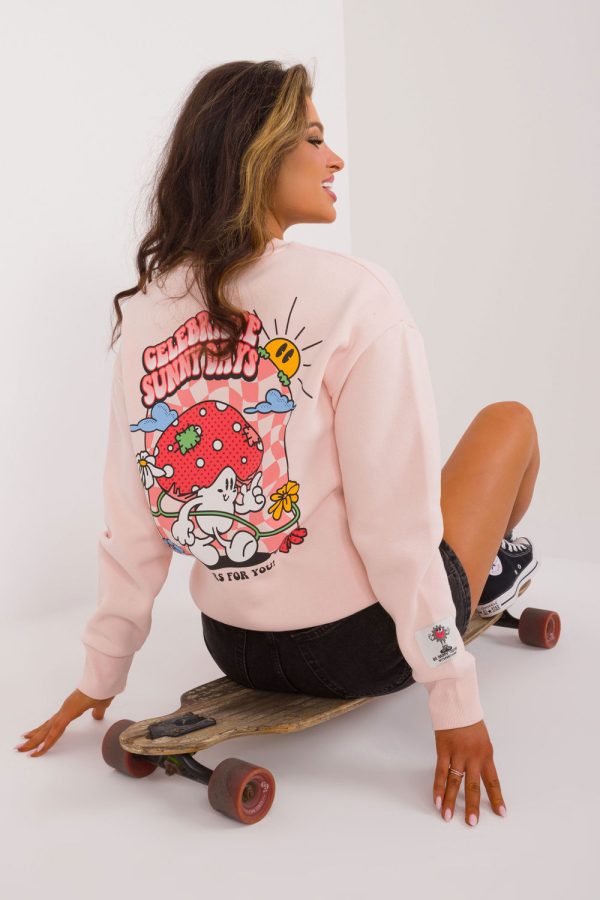 Pink Sweatshirt in Sweatshirts For Women with Cotton and Polyester