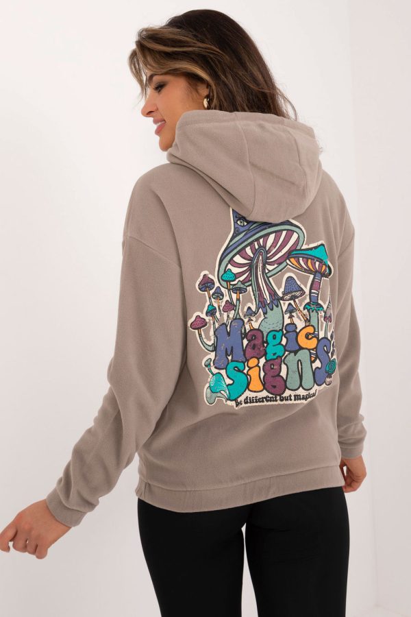 Beige Sweatshirt in Sweatshirts For Women with Polyester