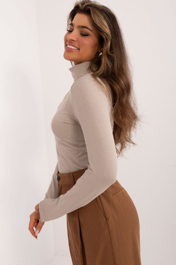 Beige Blouse in Women`s Blouses, Tunics with Cotton and Spandex