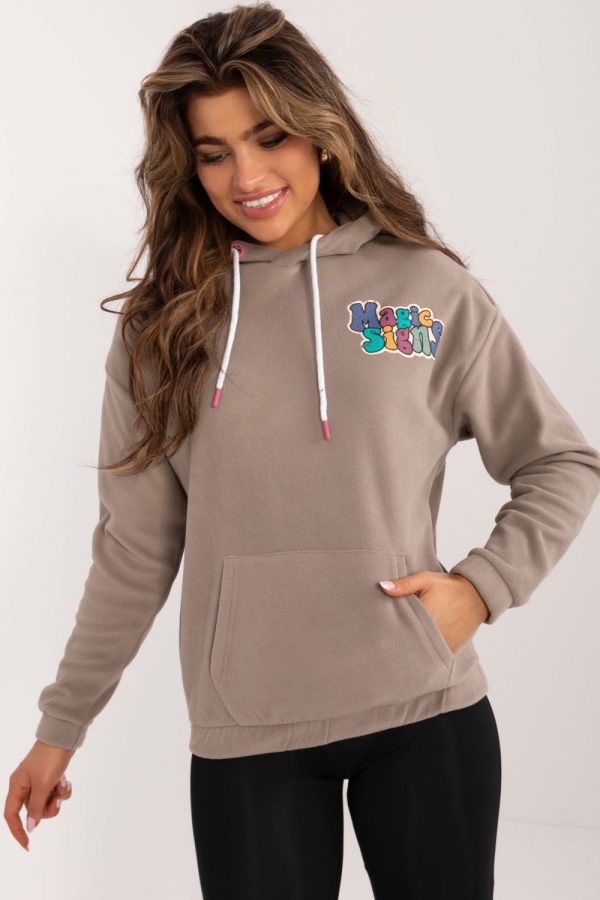 Beige Sweatshirt in Sweatshirts For Women with Polyester