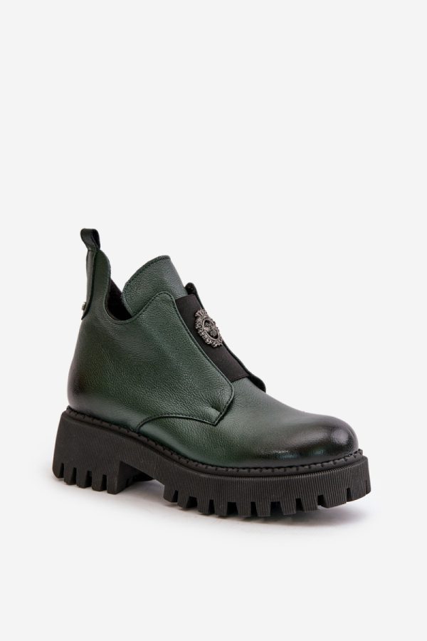 Green Boots in Women`s Ankle Boots & Booties with Fabric, Warmers, Footbed, Upper Height, Heel Height and Platform Height