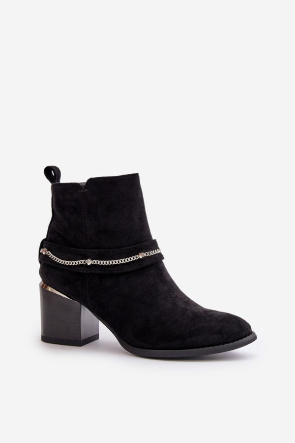 Black Heel Boots in Women`s Ankle Boots & Booties with Fabric, Warmers, Footbed, Upper Height and Heel Height