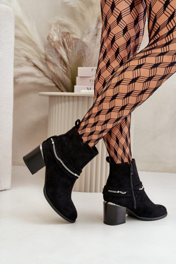Black Heel Boots in Women`s Ankle Boots & Booties with Fabric, Warmers, Footbed, Upper Height and Heel Height