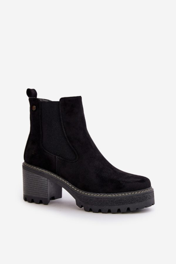 Black Heel Boots in Women`s Ankle Boots & Booties with Fabric, Warmers, Footbed, Upper Height and Heel Height