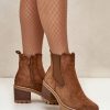 Brown Heel Boots in Women`s Ankle Boots & Booties with Fabric, Warmers, Footbed, Upper Height and Heel Height