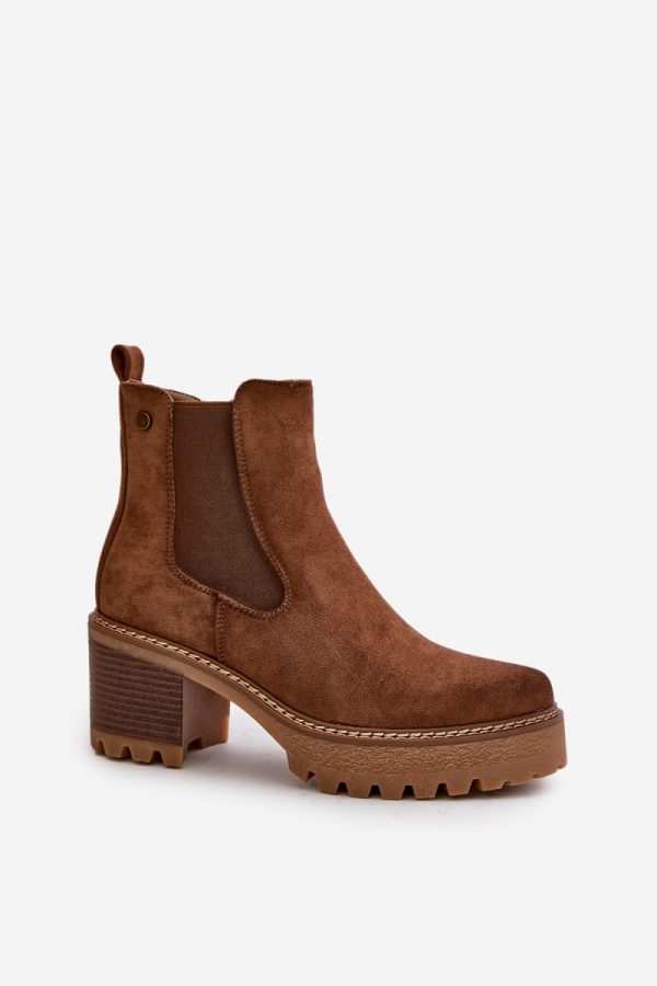 Brown Heel Boots in Women`s Ankle Boots & Booties with Fabric, Warmers, Footbed, Upper Height and Heel Height