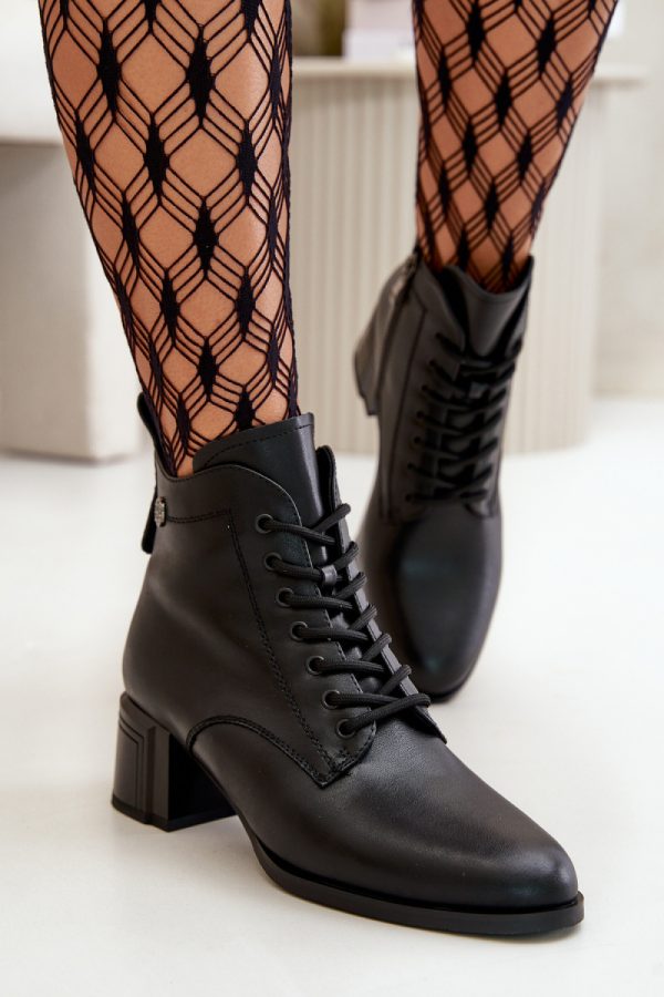 Black Heel Boots in Women`s Ankle Boots & Booties with Fabric, Warmers, Footbed, Upper Height and Heel Height
