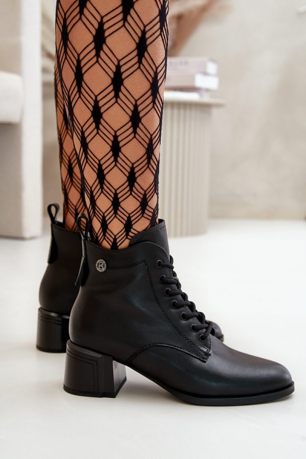 Black Heel Boots in Women`s Ankle Boots & Booties with Fabric, Warmers, Footbed, Upper Height and Heel Height