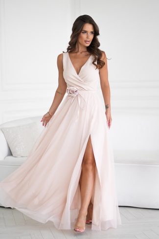 Beige Long Dress in Evening Dresses with