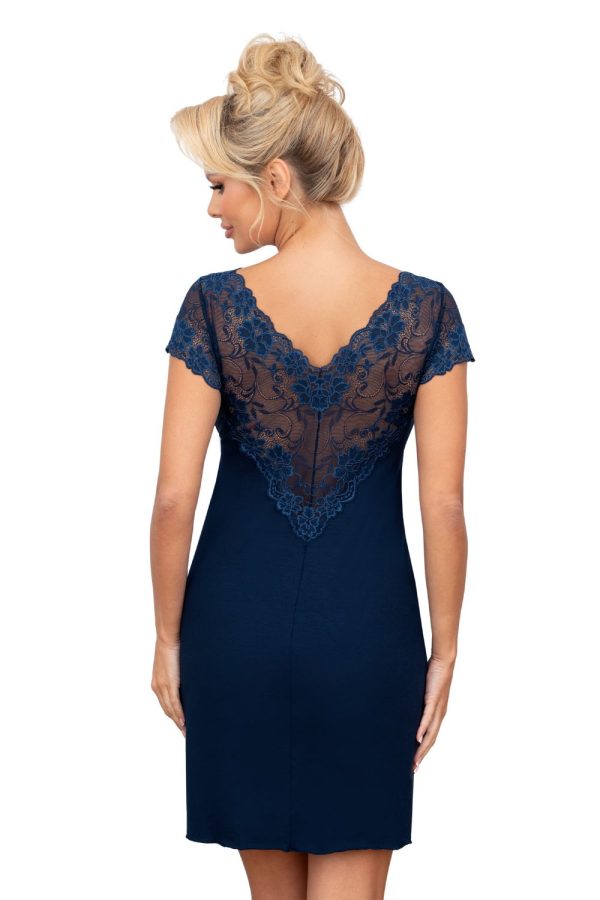 Navy Blue Nightshirt in Nightgowns, Nighties, Sleep Shirts with Spandex, Polyamide and Viscose