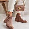 Brown Boots in Women`s Ankle Boots & Booties with Fabric, Footbed, Upper Height and Heel Height