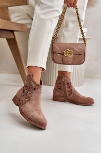 Brown Boots in Women`s Ankle Boots & Booties with Fabric, Footbed, Upper Height and Heel Height