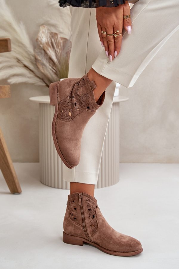 Brown Boots in Women`s Ankle Boots & Booties with Fabric, Footbed, Upper Height and Heel Height