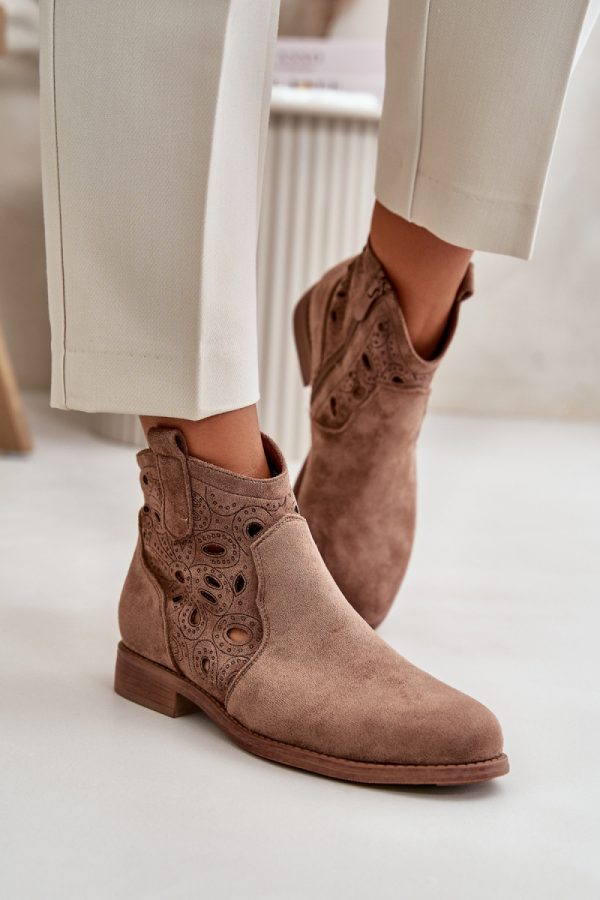 Brown Boots in Women`s Ankle Boots & Booties with Fabric, Footbed, Upper Height and Heel Height