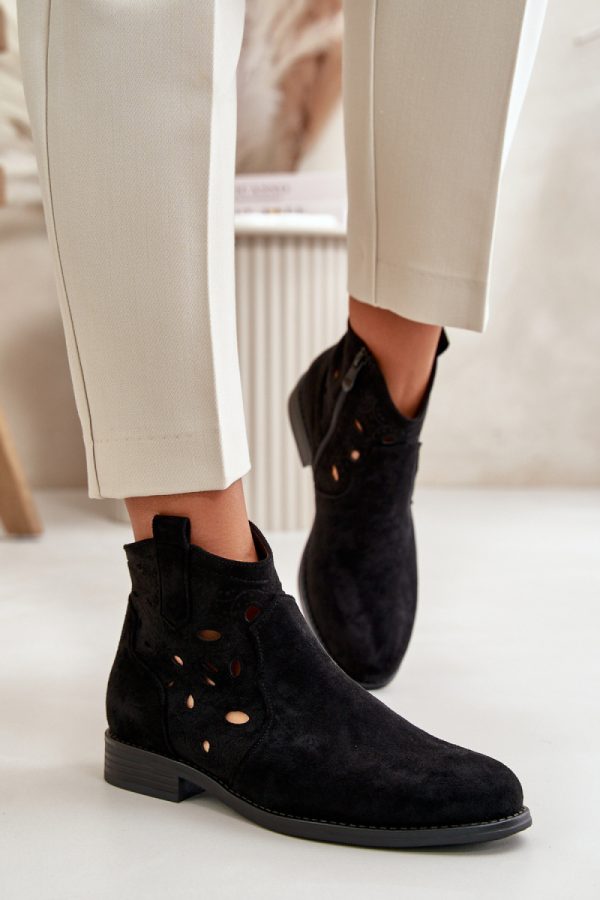 Black Boots in Women`s Ankle Boots & Booties with Fabric, Footbed, Upper Height and Heel Height