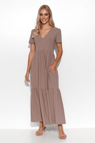Brown Daydress in Day Dresses with Cotton and Spandex