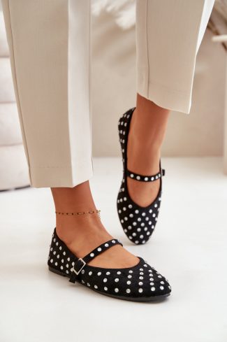 Black Ballet Flats in Ballet Flats, Ballet Pumps For Women with Fabric, Footbed and Heel Height