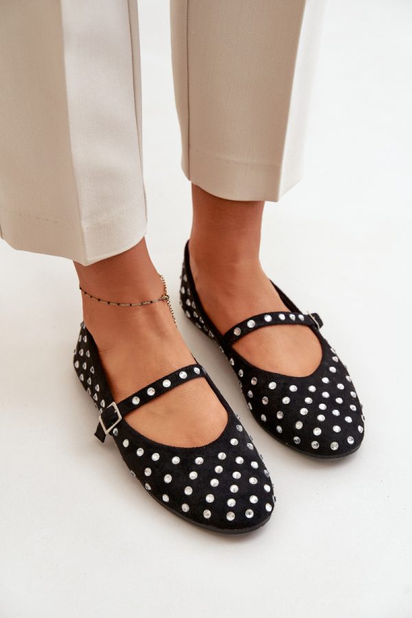 Black Ballet Flats in Ballet Flats, Ballet Pumps For Women with Fabric, Footbed and Heel Height